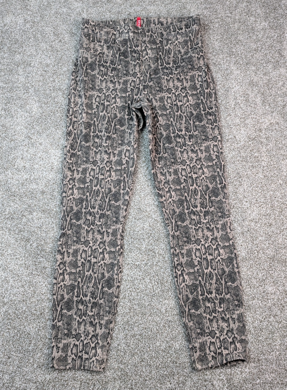 Spanx Leggings Womens M Brown Snakeskin Suede Hi Waist Perfect Pants
